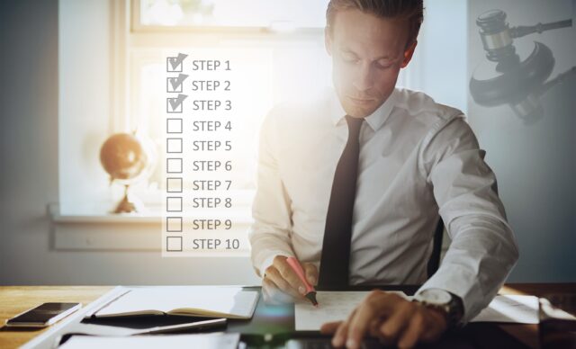 Executive business man working on accounts